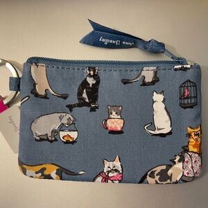 Vera Bradley Cat’s Meow Zip ID Case Coin Purse Wallet.